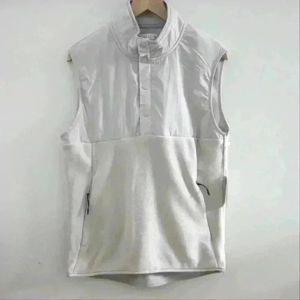 STYLUS | Men's Microchip Grey Warm Fleece Button Up Collard Vest